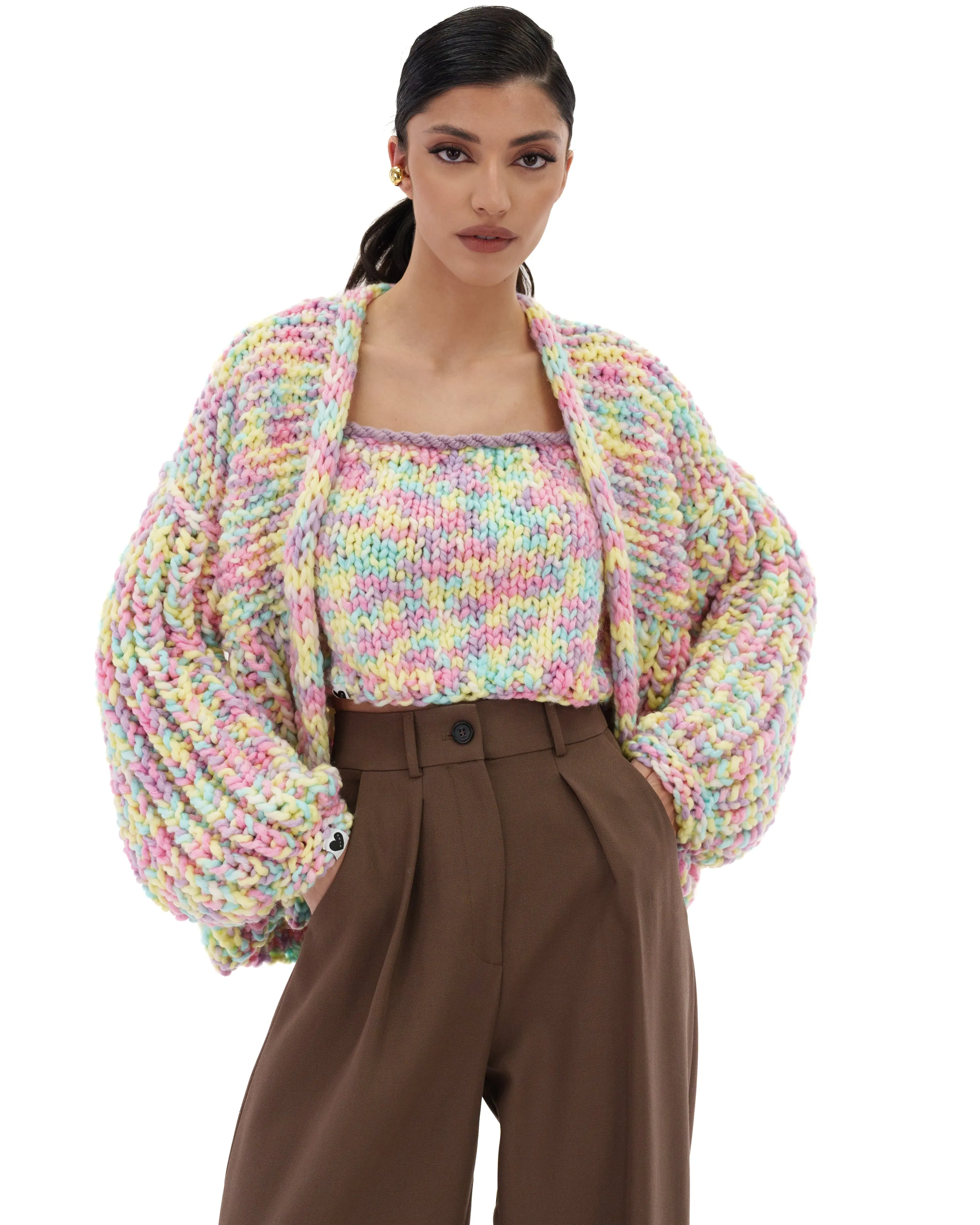 Multicolor Balloon Cardigan