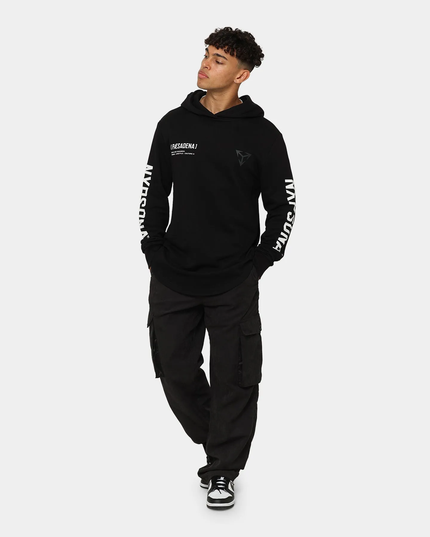 Nena and Pasadena Transmission Dual Curved Hoodie Jet Black