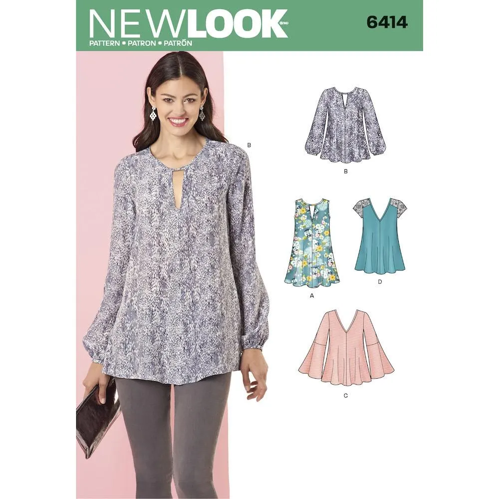 Newlook Pattern 6414 Misses' Tunic and Top with Neckline Variations