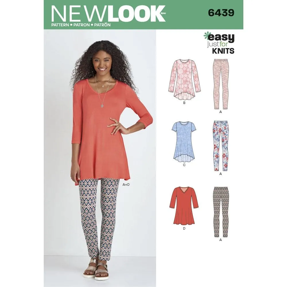 Newlook Pattern 6439 Misses' Knit Tunics with Leggings