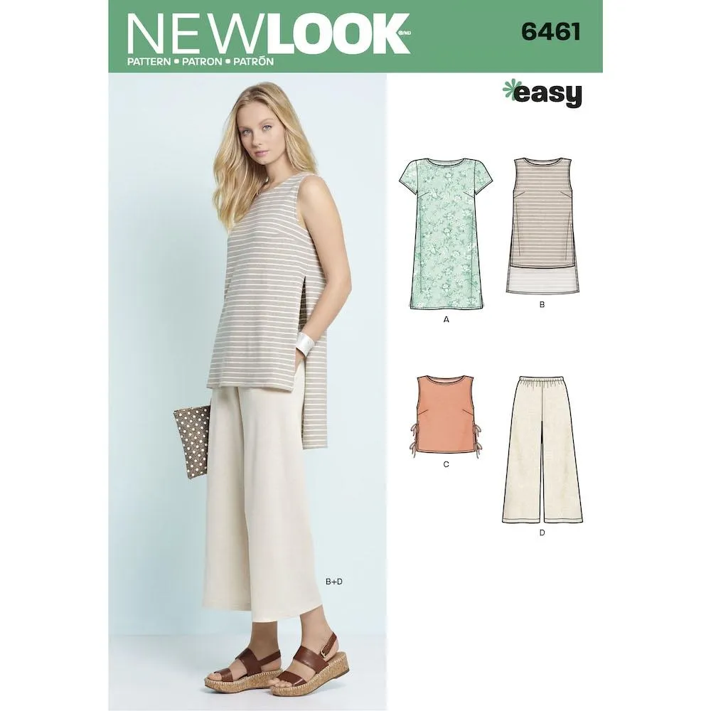 Newlook Pattern 6461 Misses' Dress, Tunic, Top and Cropped Pants