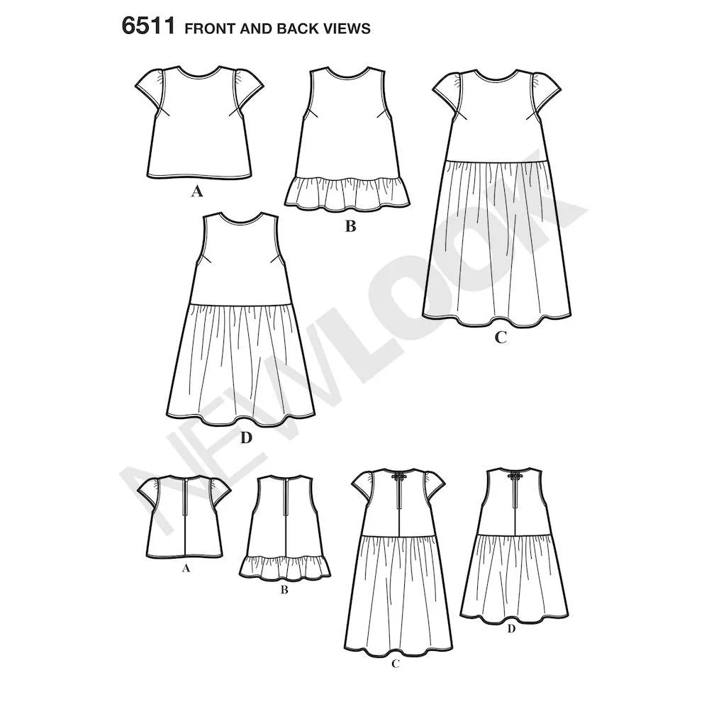 Newlook Pattern 6511 Women’s Tops With Length and Sleeve Variations