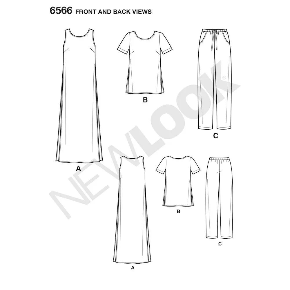 Newlook Pattern 6566 Women's Tunic, Top and Pants