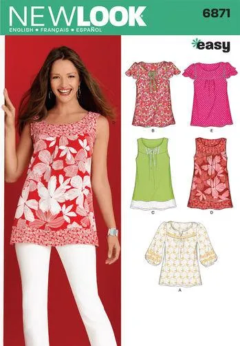 Newlook Pattern 6871 Misses Pullover Top or Tunic