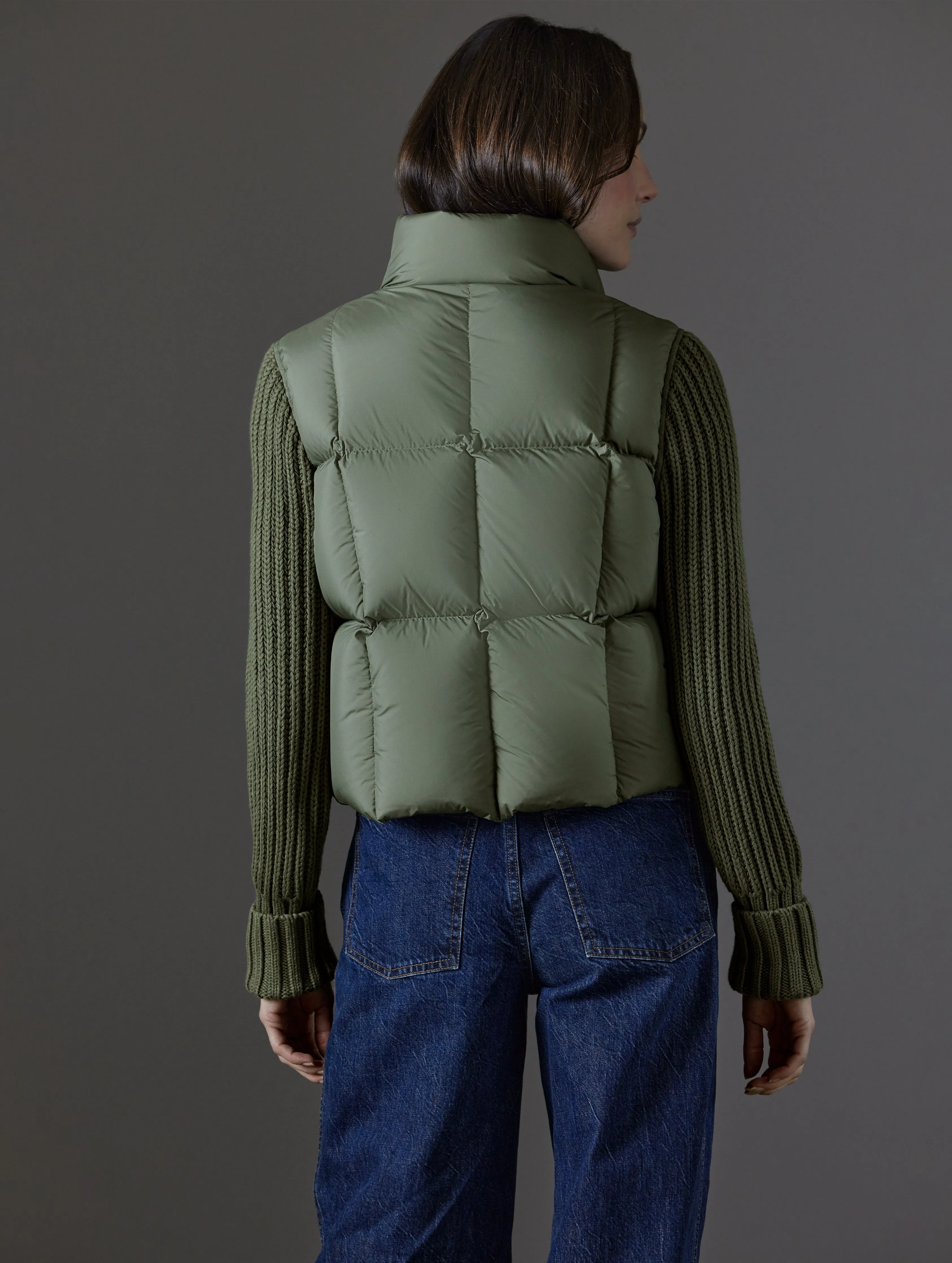 Nina Cardigan-Sleeve Down Jacket - Fern Green