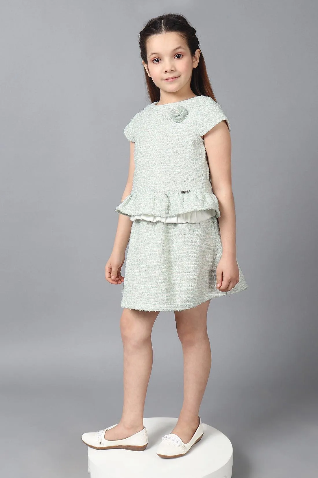 One Friday Kids Girls Green Knitted Skirt