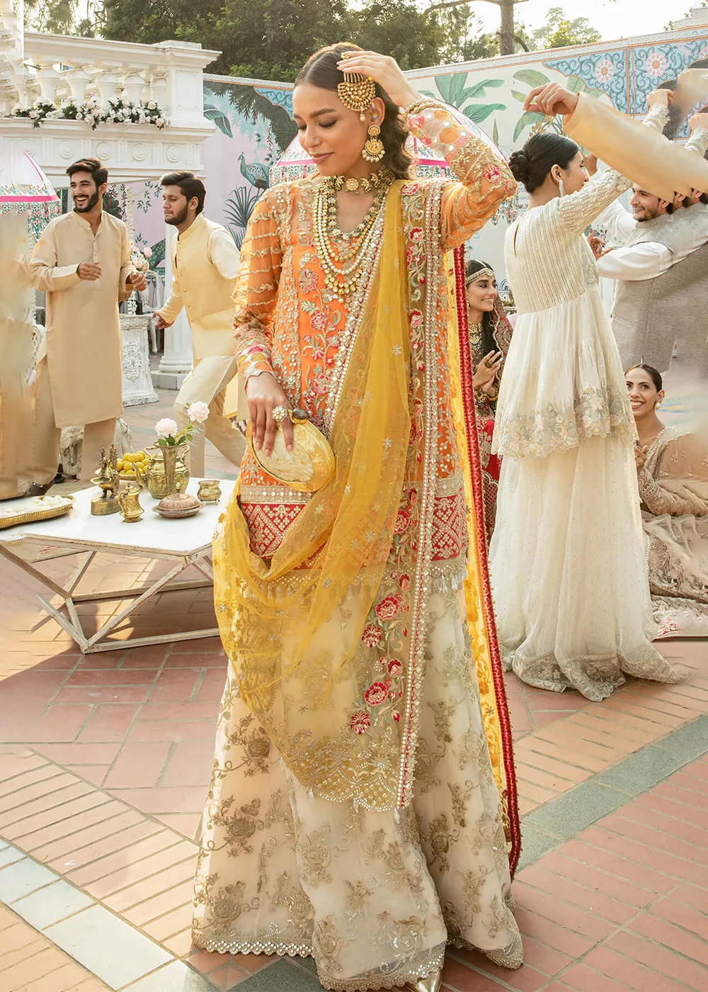 Orange Pakistani Sharara Suit | Imrozia Serene Mehram Brides '23 | SB-12 - QURBAT