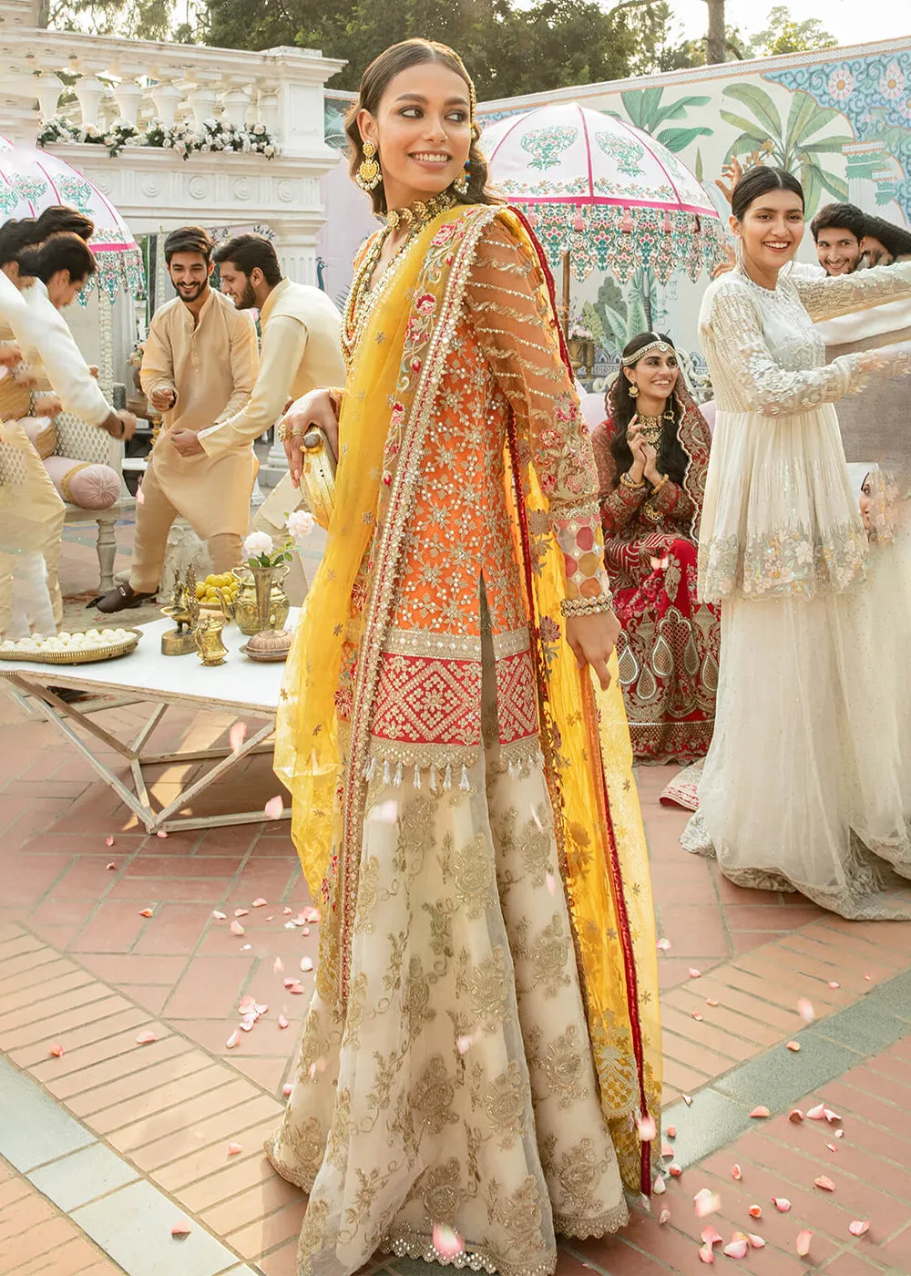 Orange Pakistani Sharara Suit | Imrozia Serene Mehram Brides '23 | SB-12 - QURBAT