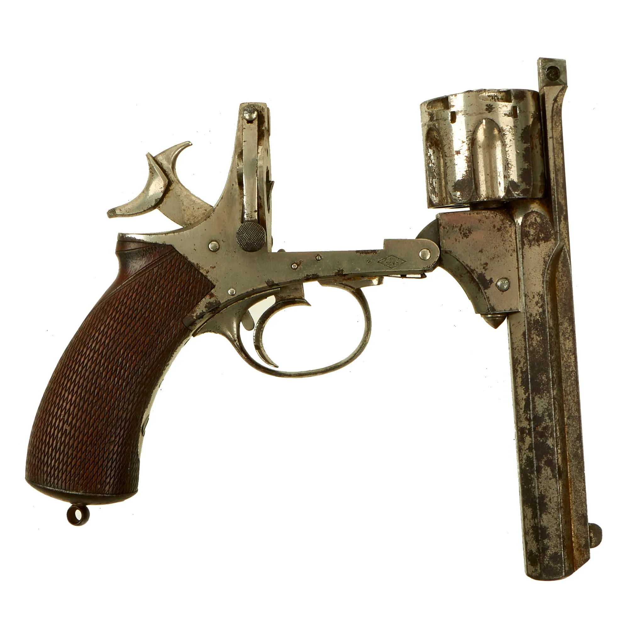 Original British Victorian Nickel Plated Webley-Pryse No.4 Revolver by J. Woodward & Sons - Serial 2561