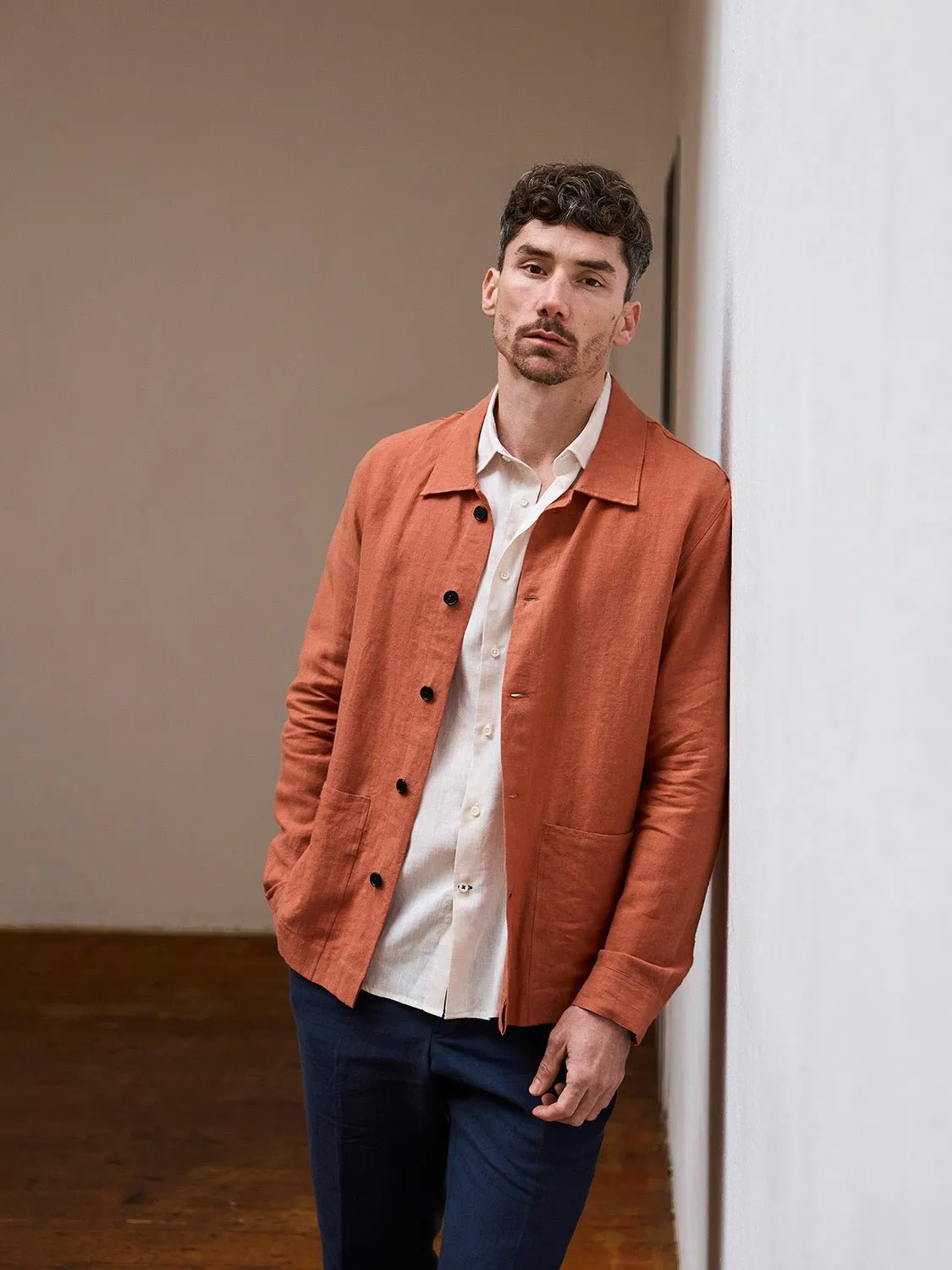 Overshirt Linen Montagnola Terracotta