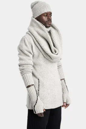 Oversized tube knit scarf, Oyster