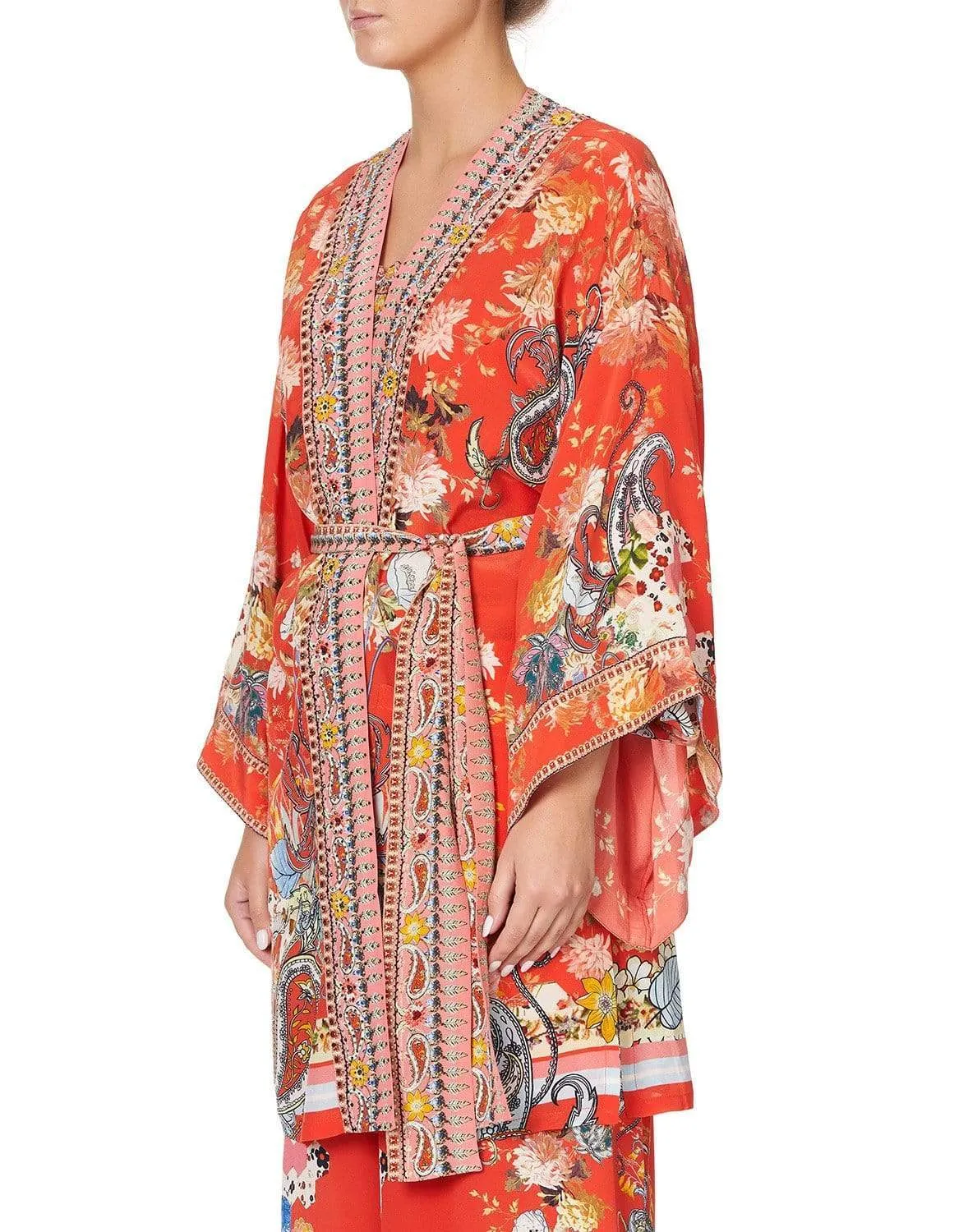 Paisley In Patches Kimono With Tie Belt