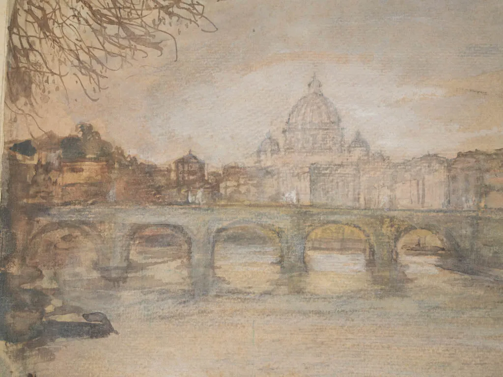 Pastel artwork - Castel Sant'Angelo & the Vatican, Henri Farge (1884-1970)