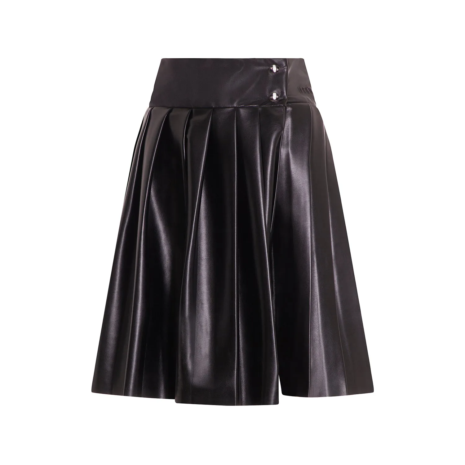 Pleat Faux Leather Skirt