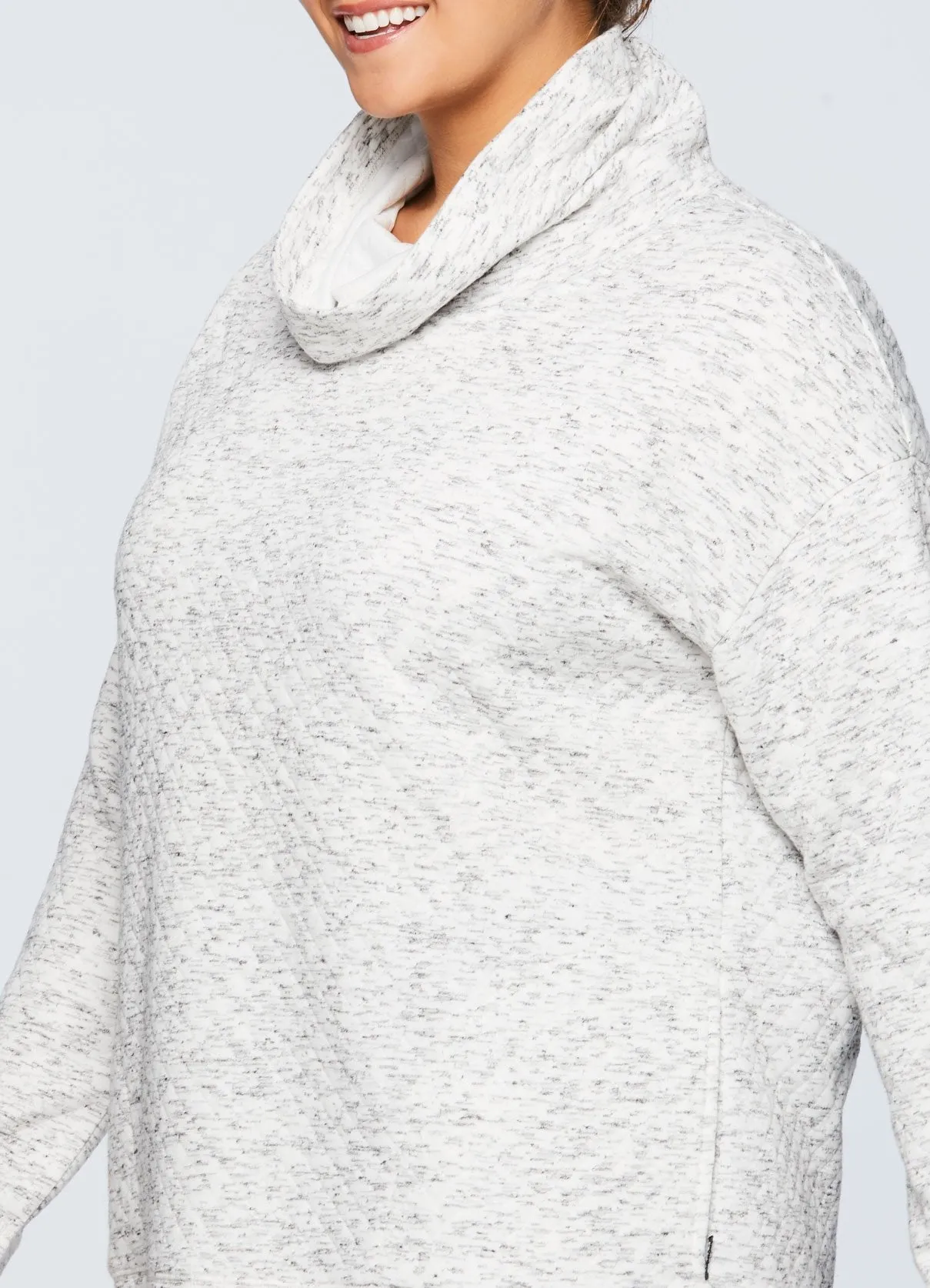 Plus Lumen Cozy Quilted Cowl Neck Sweatshirt