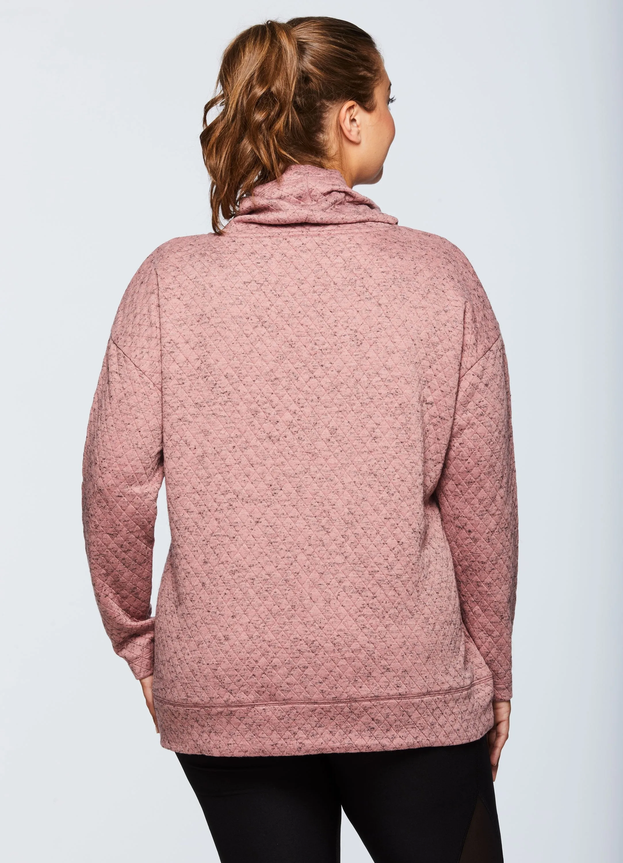 Plus Lumen Cozy Quilted Cowl Neck Sweatshirt