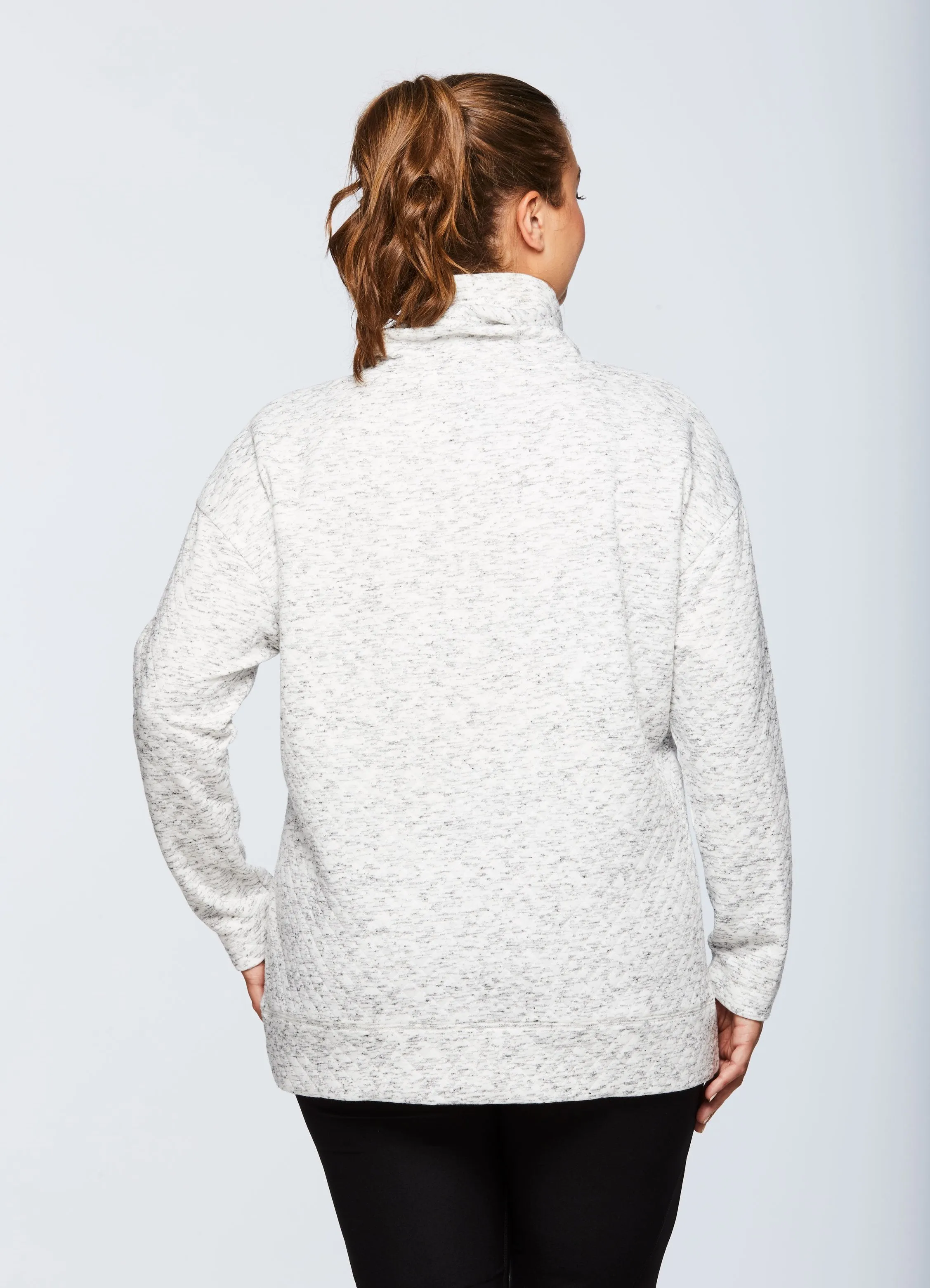 Plus Lumen Cozy Quilted Cowl Neck Sweatshirt