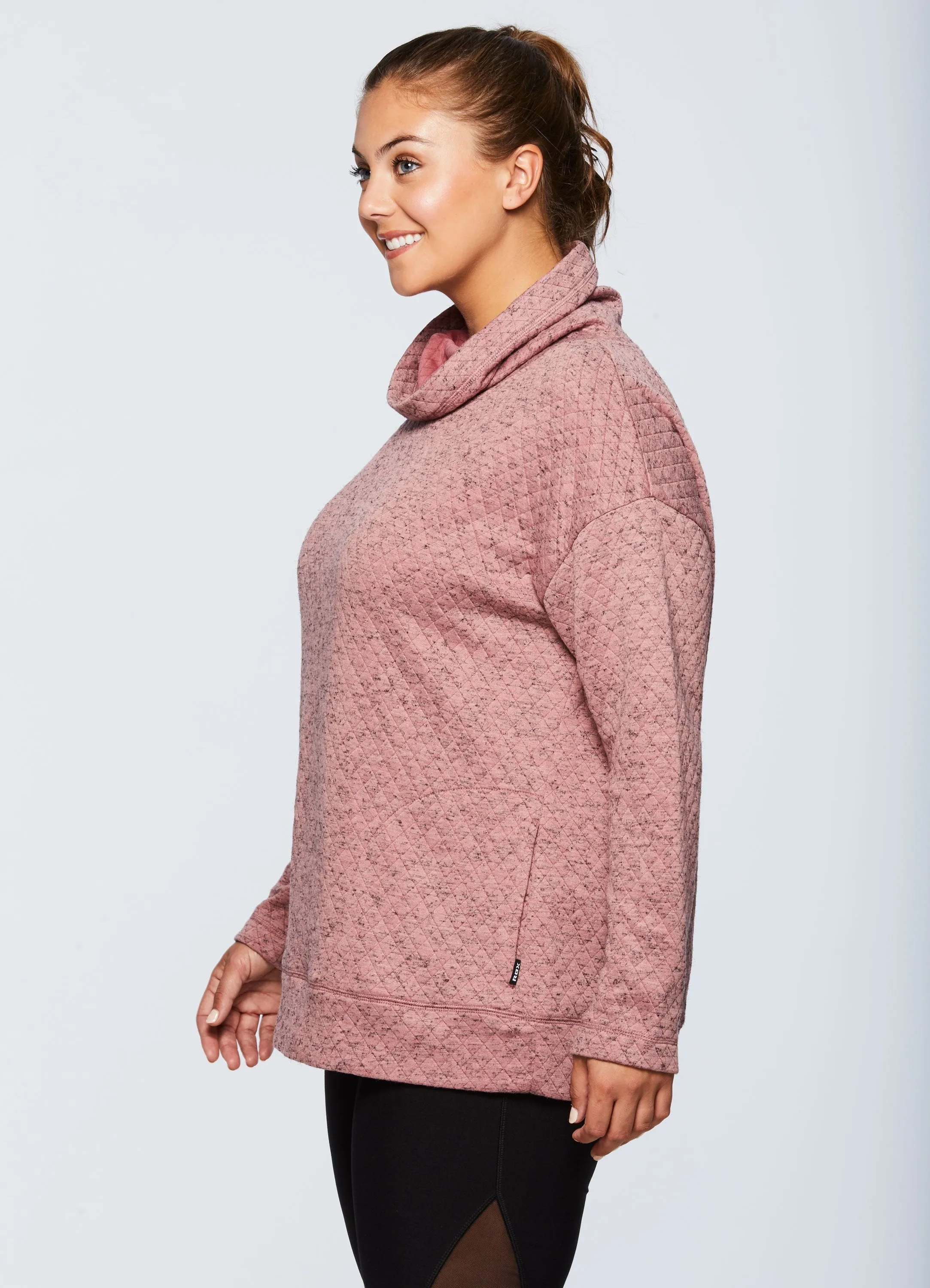 Plus Lumen Cozy Quilted Cowl Neck Sweatshirt