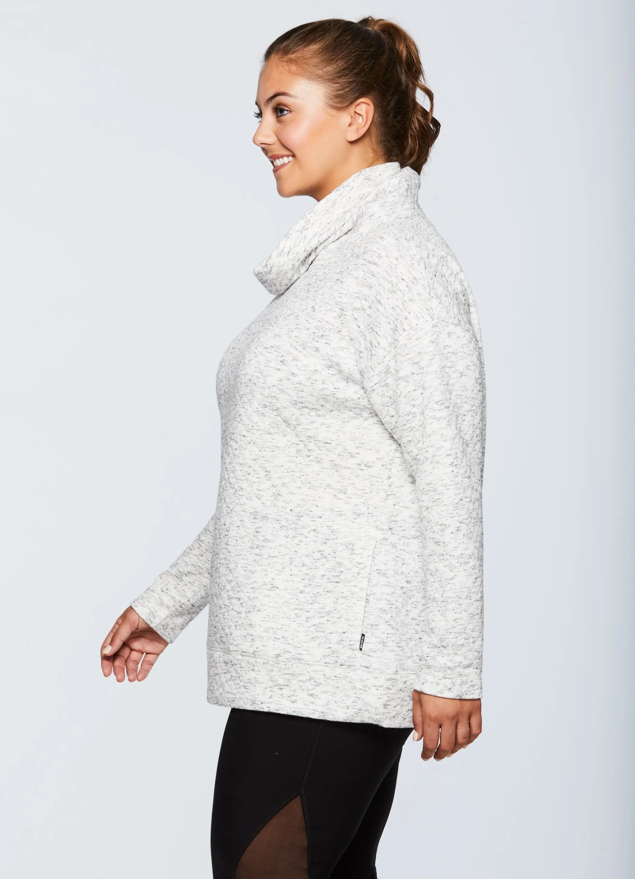 Plus Lumen Cozy Quilted Cowl Neck Sweatshirt