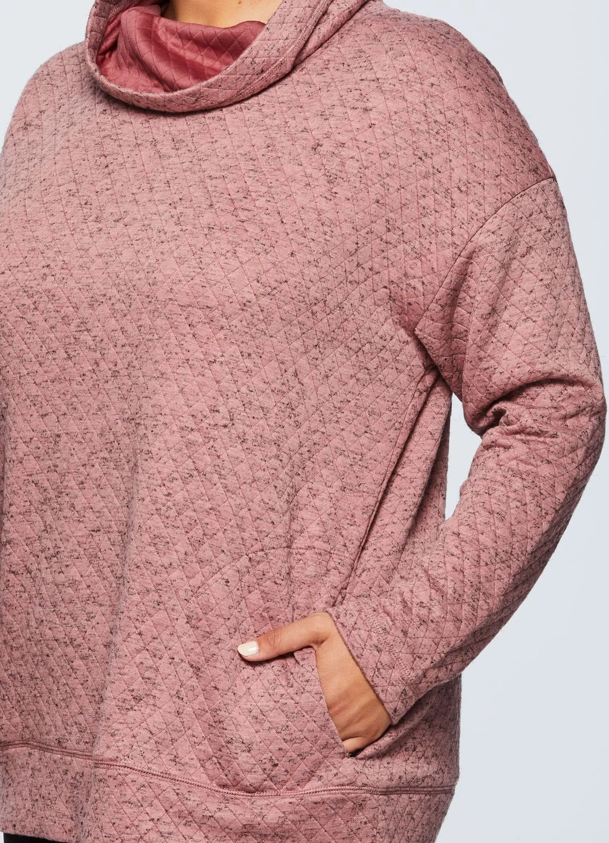 Plus Lumen Cozy Quilted Cowl Neck Sweatshirt