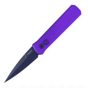 Pro-Tech Knives Godson 721-Purple Automatic Folding Knife 3.15in DLC Coated 154cm Steel Blade Purple Aluminum Handles