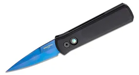 Pro-Tech Knives Godson 721-SB Folding Knife 3.15in Sapphire Blue 154cm Steel Blade Black Aluminum Handles Abalone Button