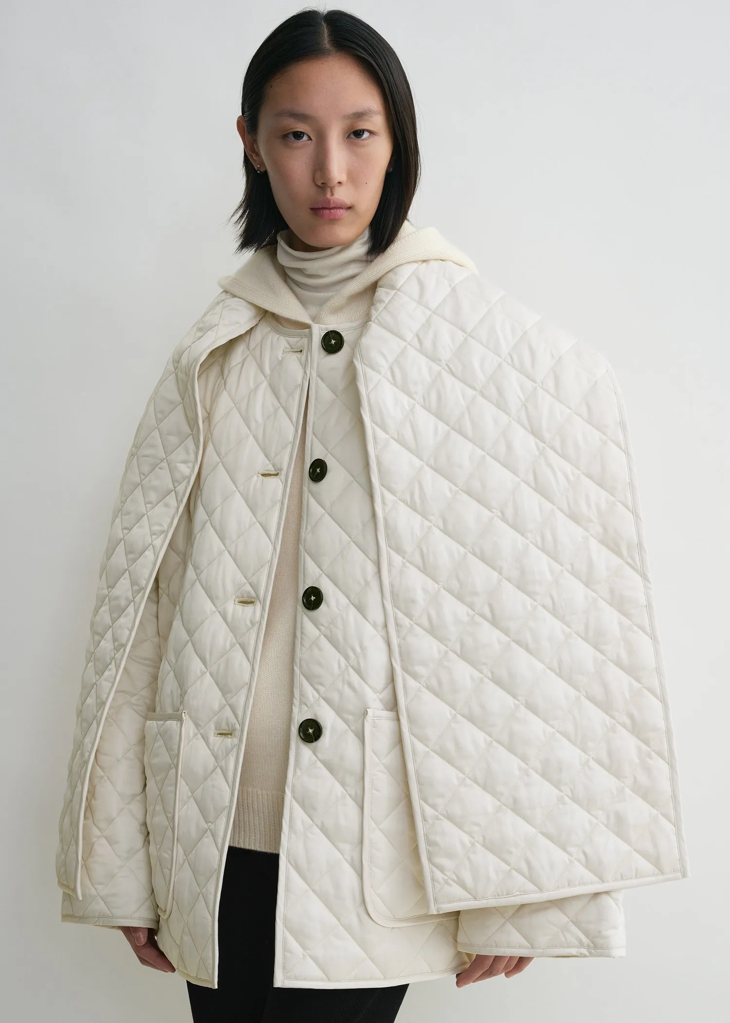 Quilted scarf jacket winter white