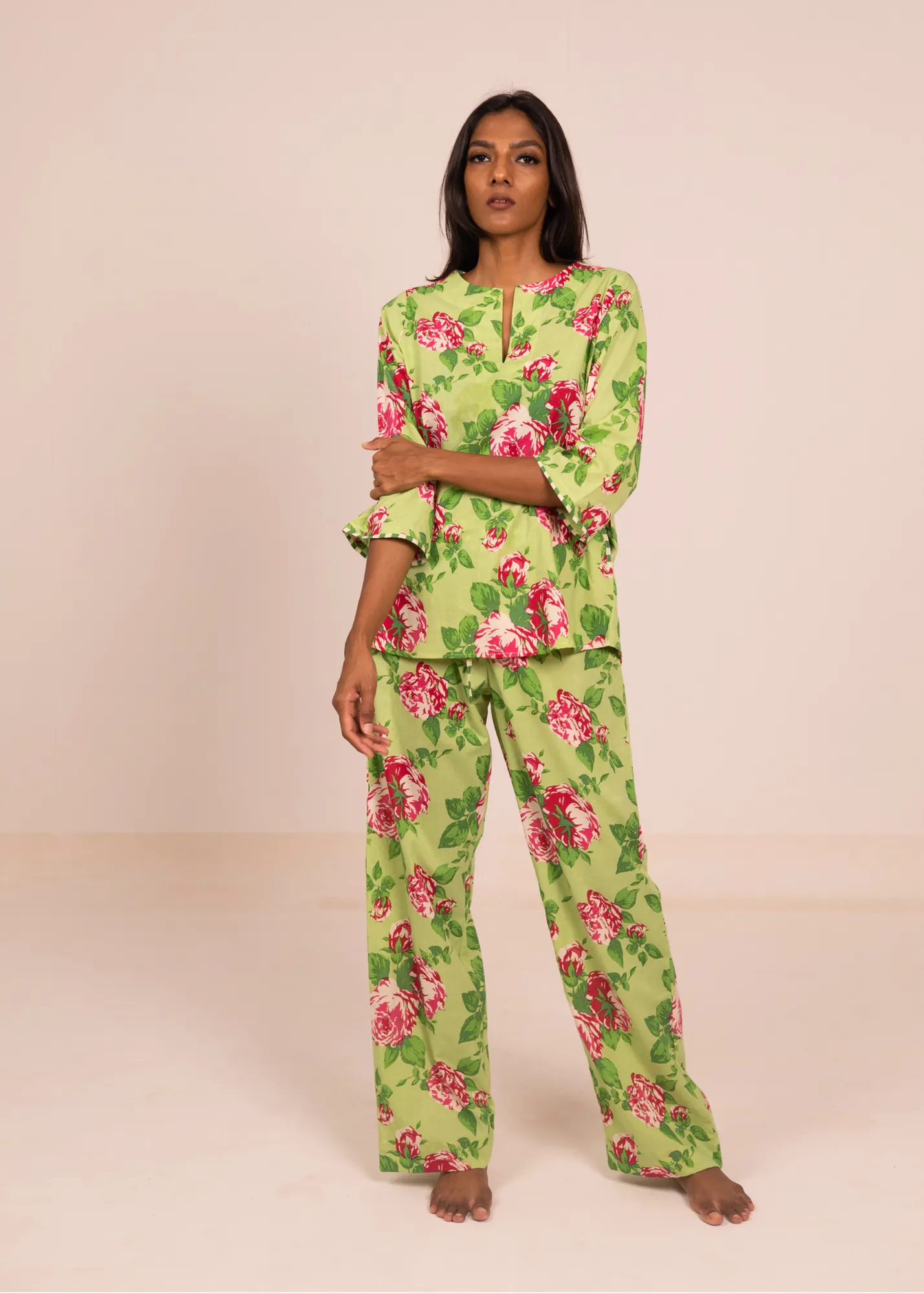 Radha Tunic - Green Roses