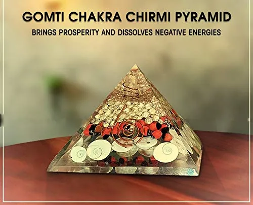 Ram Ratan Kendra Crystal Organ Shree Yantra Natural Gomti Chakra Pyramid for Reiki Healing,Aura Cleaning, Vastu Correction,Meditation and Crystal Healing Organ Pyramid(White)