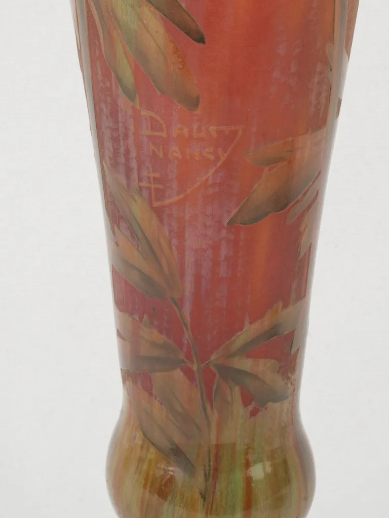 Rare Tall Art Nouveau Vase by Daum Nancy w/ Floral Decoration - 22½"