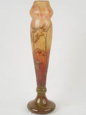 Rare Tall Art Nouveau Vase by Daum Nancy w/ Floral Decoration - 22½"