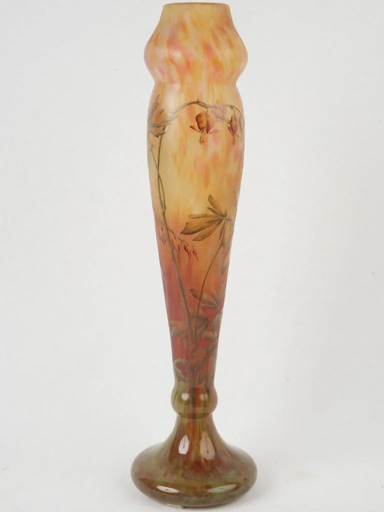 Rare Tall Art Nouveau Vase by Daum Nancy w/ Floral Decoration - 22½"