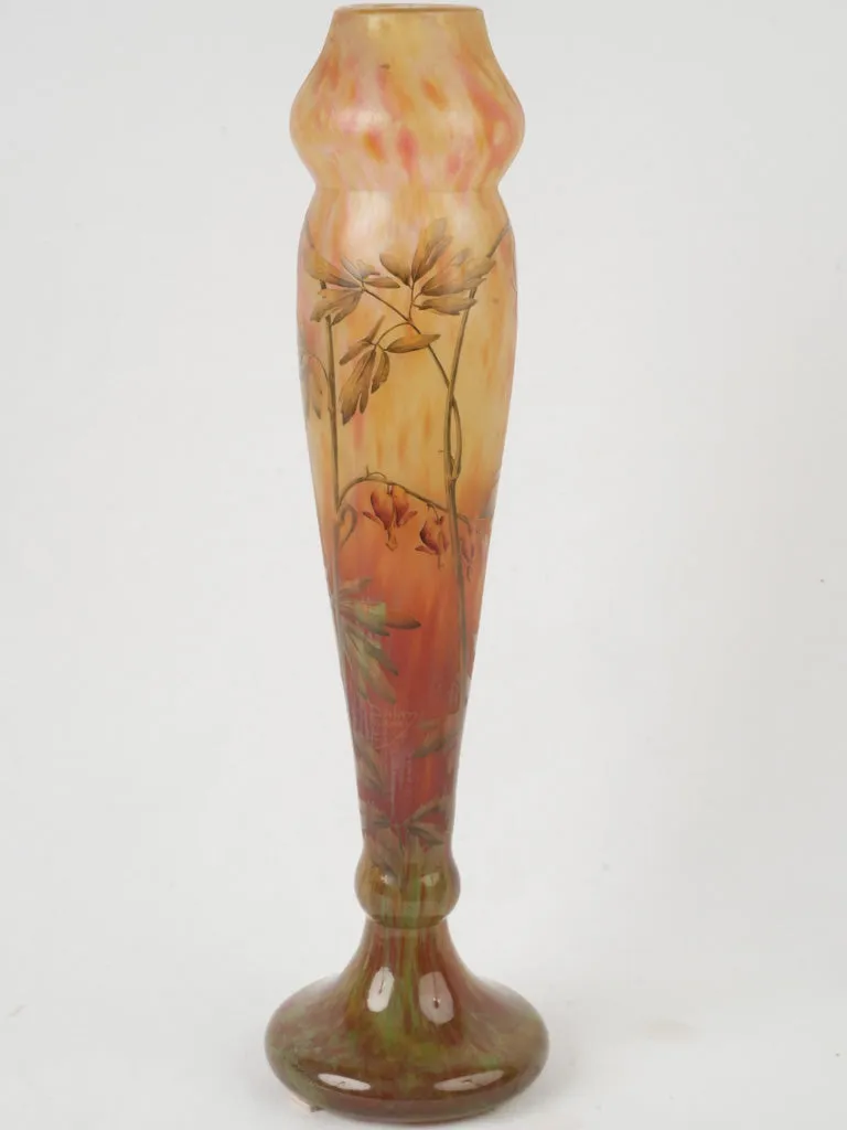 Rare Tall Art Nouveau Vase by Daum Nancy w/ Floral Decoration - 22½"