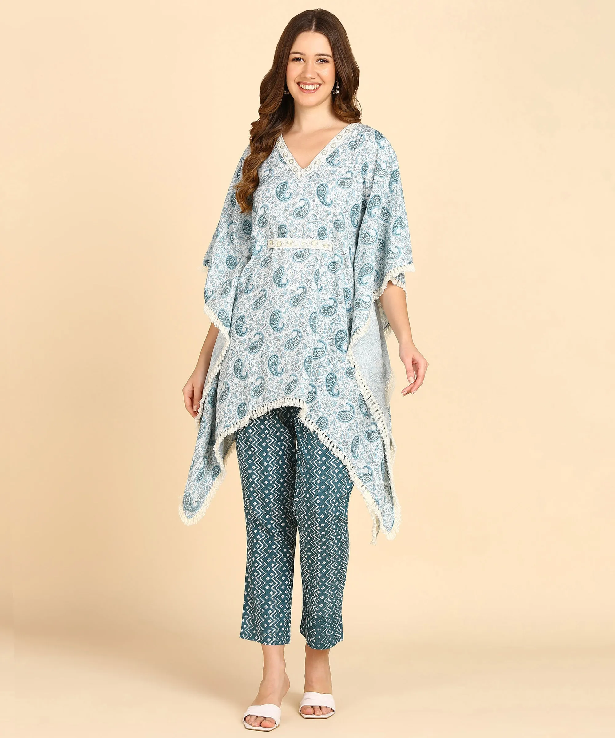 Rayon Printed Green Co-Ords Set for Women