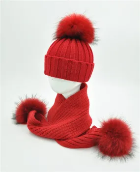 Red Beanie & Scarf Kids Set