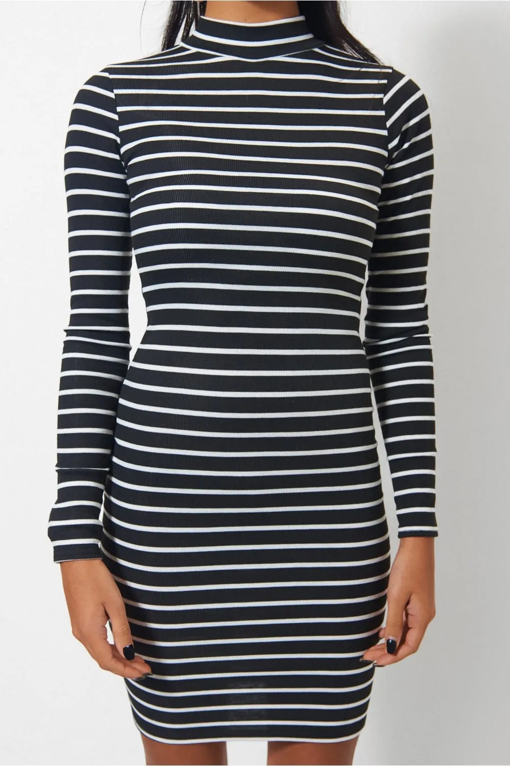 Reva Turtle Neck Stripe Mini Dress