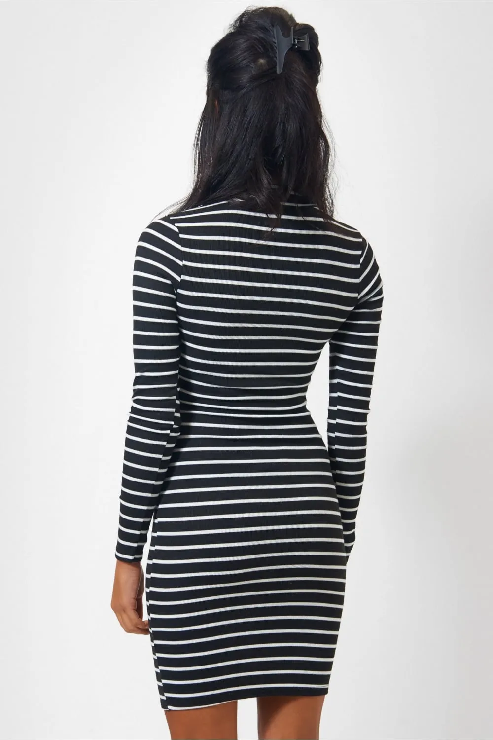 Reva Turtle Neck Stripe Mini Dress