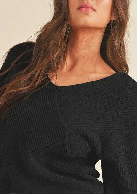 Ribbed Crossover Sweater