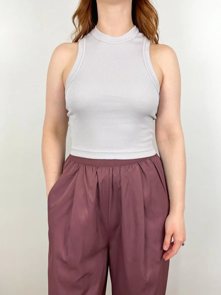 Ribbed T Cropped Tank in Stone