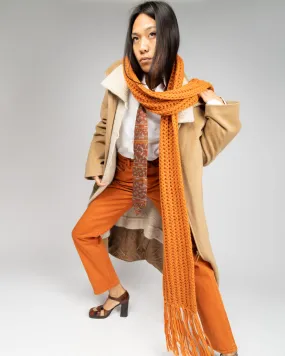 Rust orange long chunky knit scarf