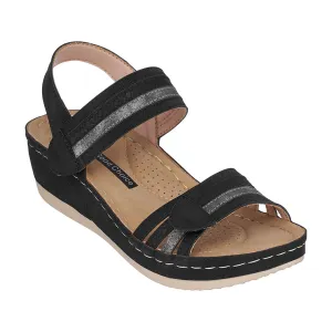 Samar Black Wedge Sandals