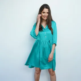 Sara - Jade Green Skater Style Shirt Dress