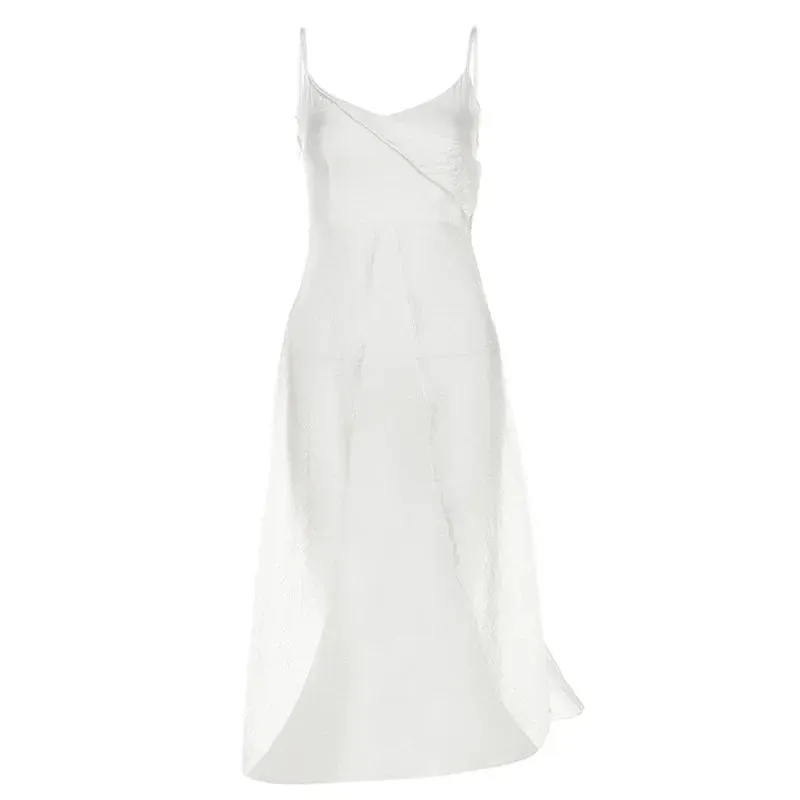 Sexy Y2k Tanks Top Transparent Asymmetrical Summer Tops White Black Camisole Coquette Clothes P94-CG10