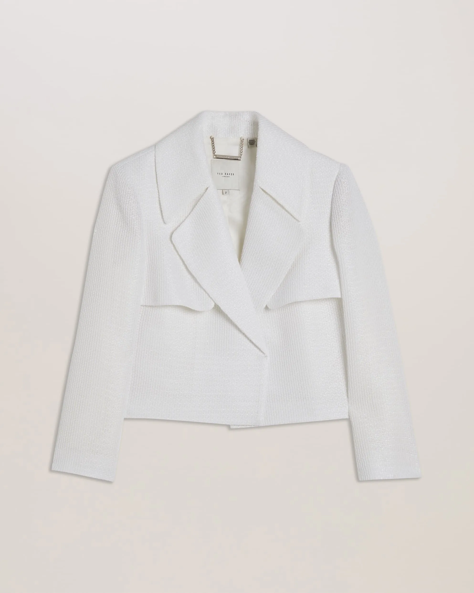 Shiroi Cropped Woven Tailored Jacket White