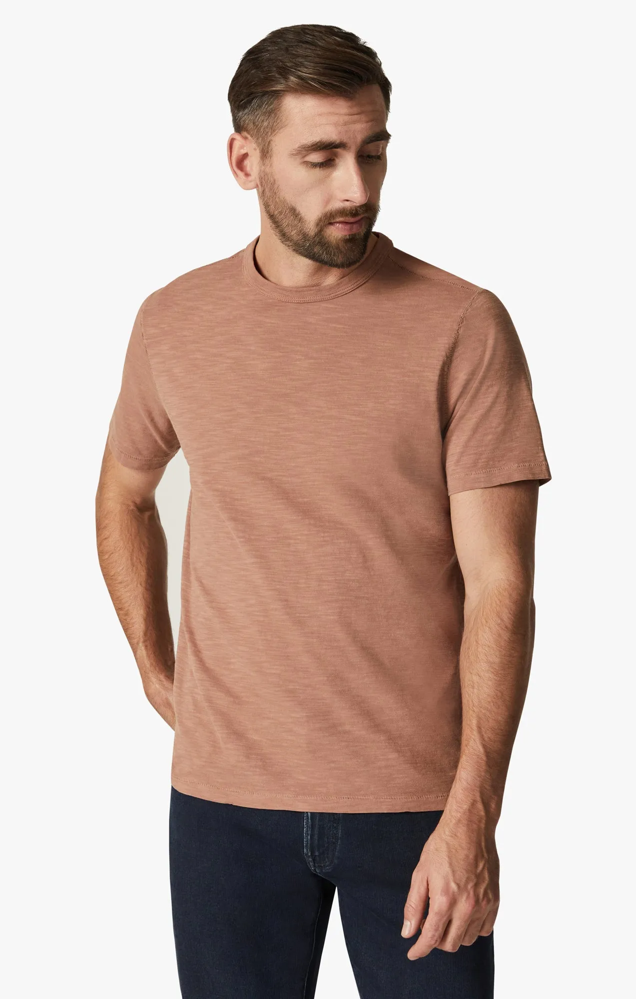 Slub Crew Neck T-Shirt in Argan Oil