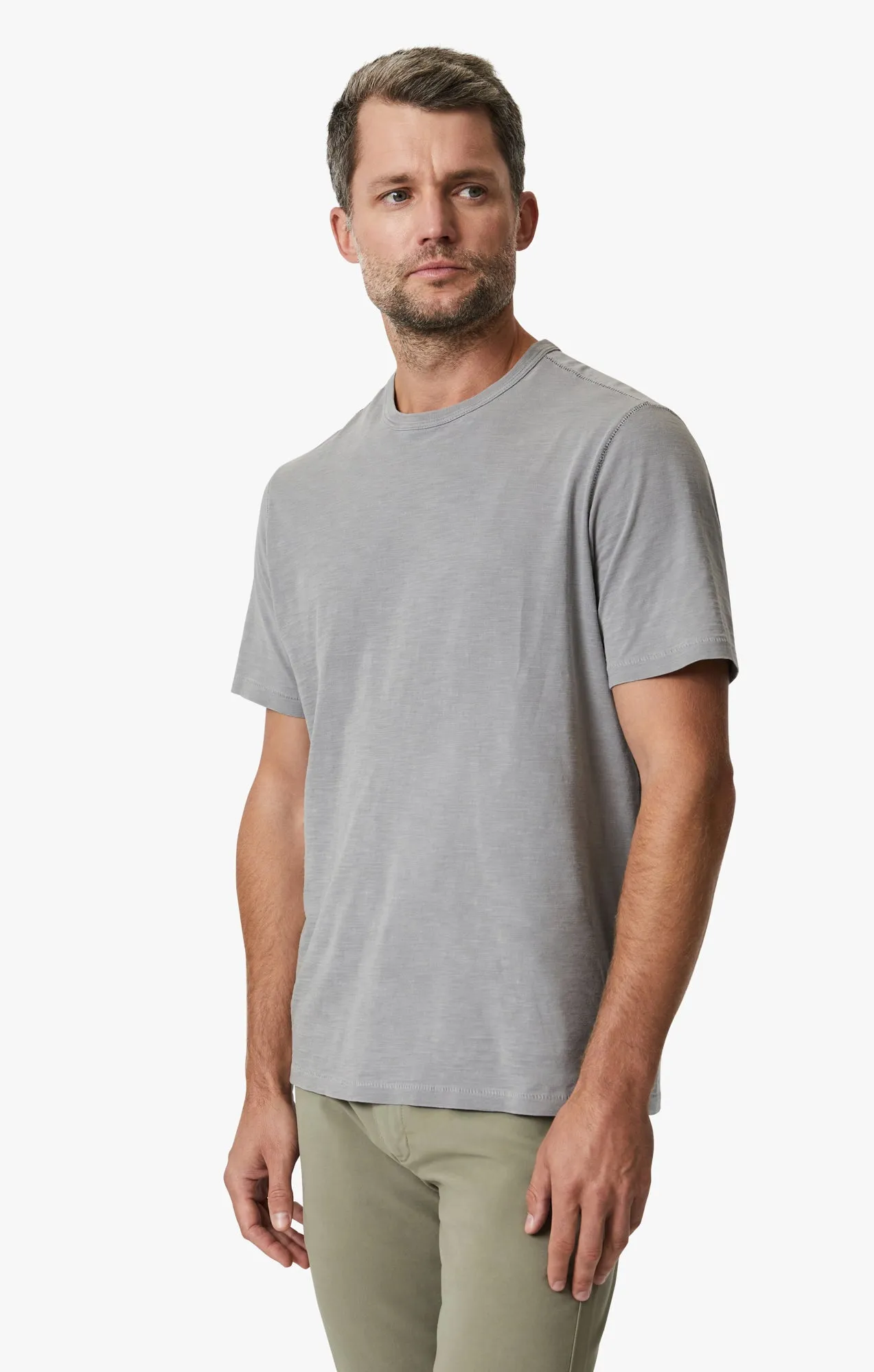 Slub Crew Neck T-Shirt In Grey