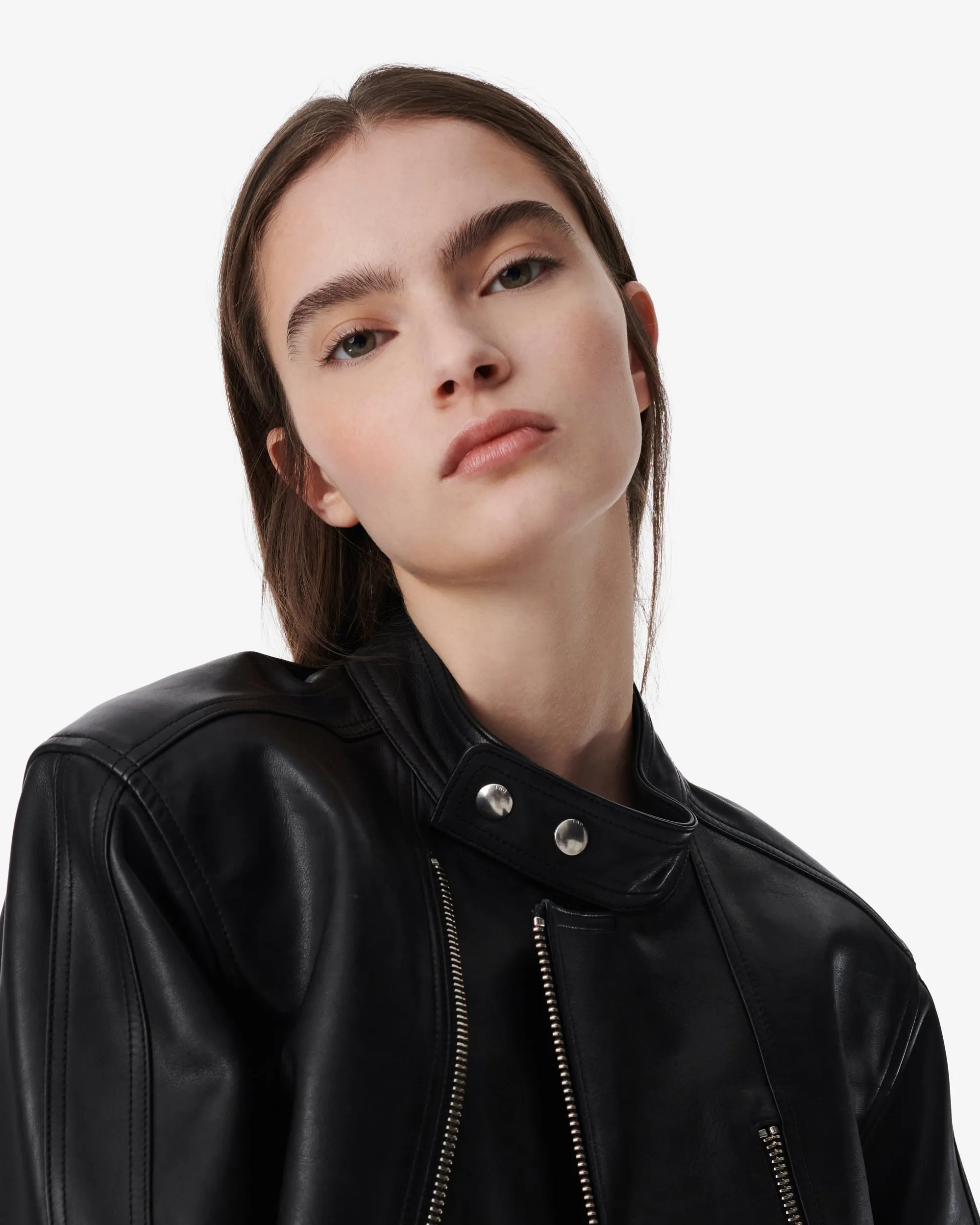 SMV X IRO BLACK LEATHER CROP MOTO JACKET