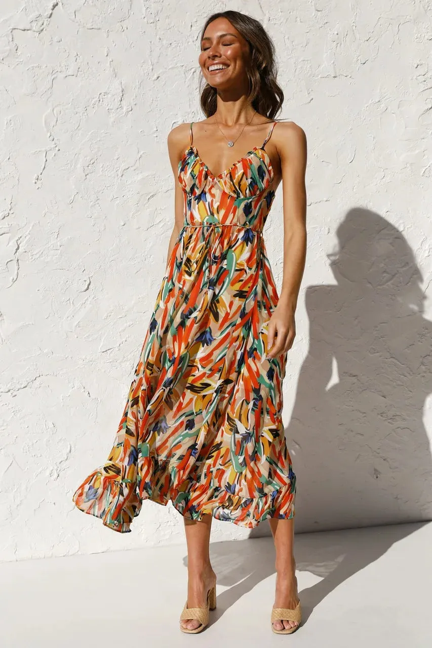 Sophia - Colourful Midi Dress