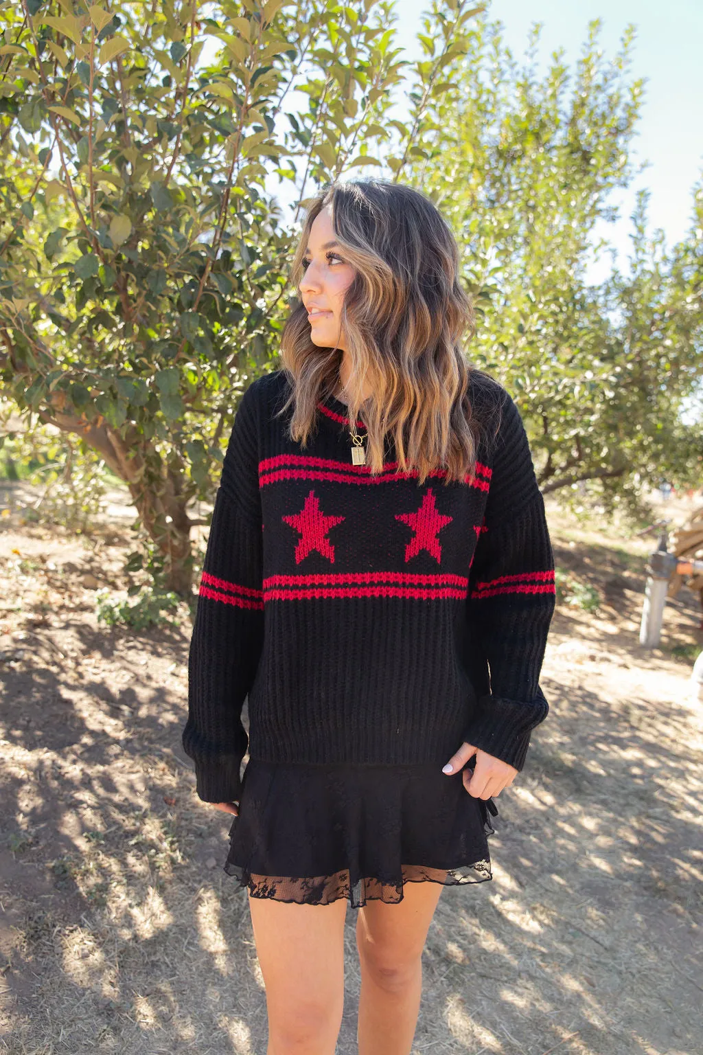 Star Knit Oversized Sweater