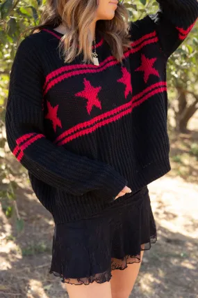 Star Knit Oversized Sweater